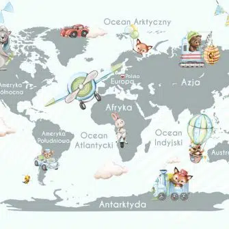 Tapeta dla dziecka z mapą świata