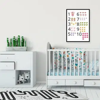 Plakat dla dziewczynki do nauki cyferek z różową wróżką