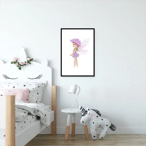 Plakat dla dziewczynki z wróżką w sukience z kwiatuszka