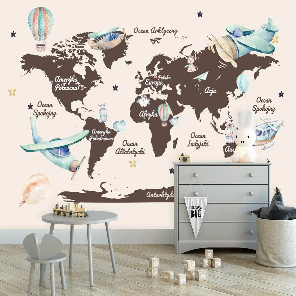 Tapeta dla dzieci z balonami i samolotami Tapeta dla dzieci z balonami i samolotami