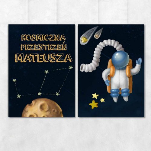 Spersonalizowane plakaty z astronautą i imieniem