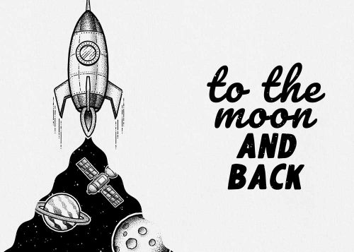 Komplet plakatów z maksymą: to the moon and back