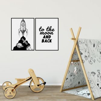 Plakat dla dzieci z rakietą