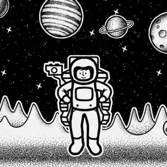 Tryptyk plakatowy z kosmitami i astronautą dla dzieci