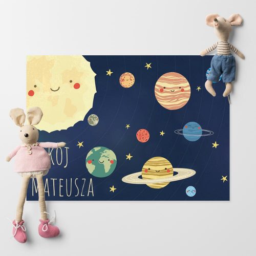 Plakat personalizowany z kosmosem i napisem pokój Mateusza
