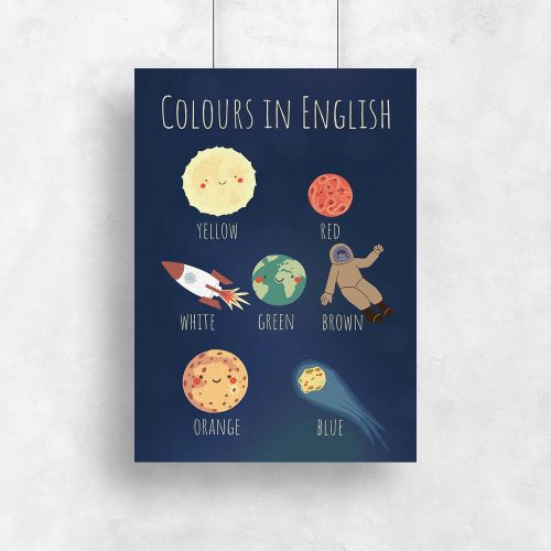 Plakaty z nazwami kolorów po angielsku