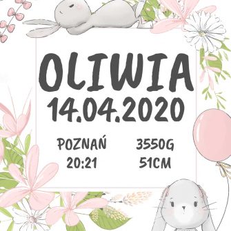 Plakat dla dziewczynki z króliczkami