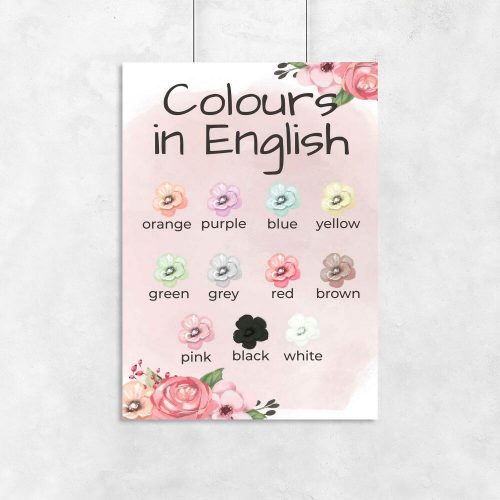 Plakat do nauki j. angielskiego - kolory