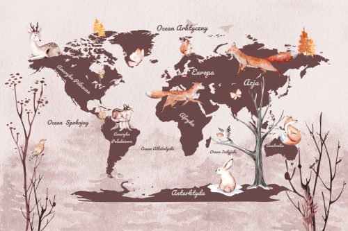 Tapeta z mapą świata do przedszkola